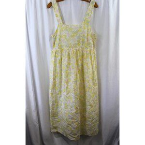 NWT The Nines by Hatch Womens Yellow Multi Cotton Smocked Sundress L